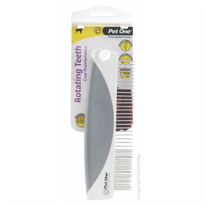 Pet One Grooming Comb with Rotating Teeth for Dogs
