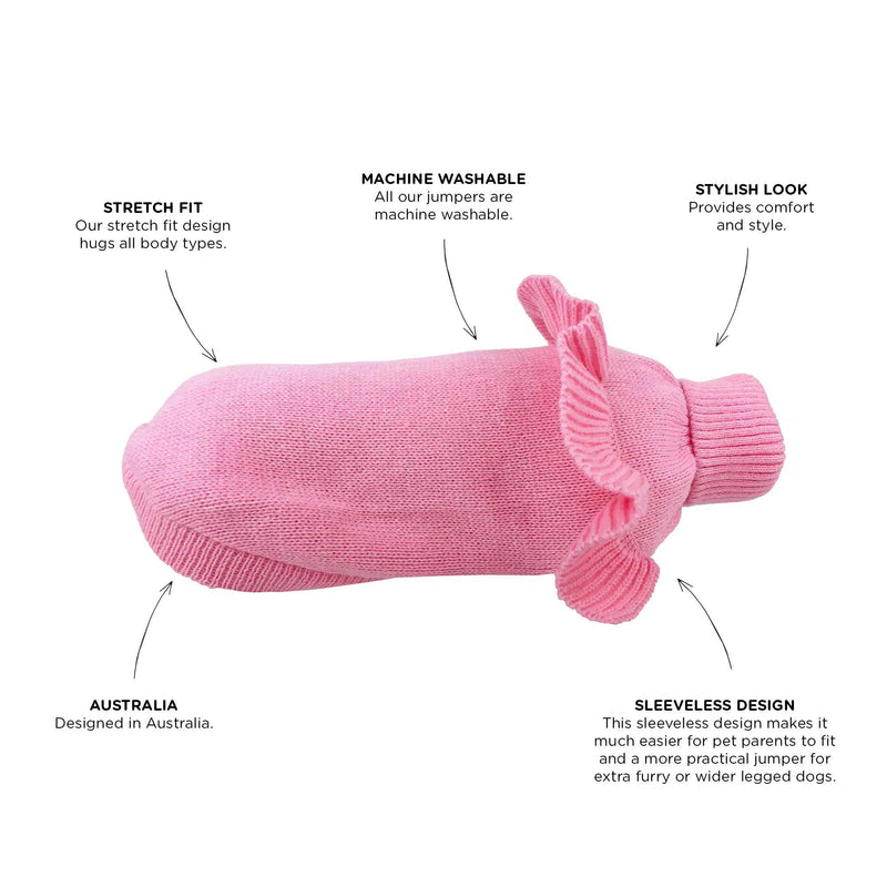 Huskimo Frill Knit Jumper Bubblegum Pink Dog Coat