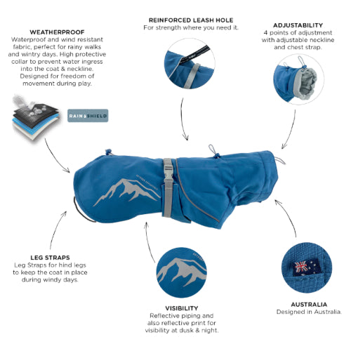 Huskimo Peak Dog Raincoat Fjord Blue