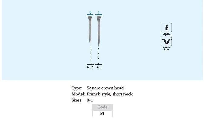 Mustad FJ Slim Horseshoe Nails Size 0