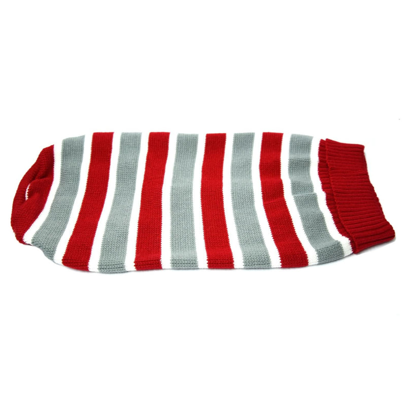 Pet One KomfyKnit Red/Grey Stripe Dog Coat 50cm