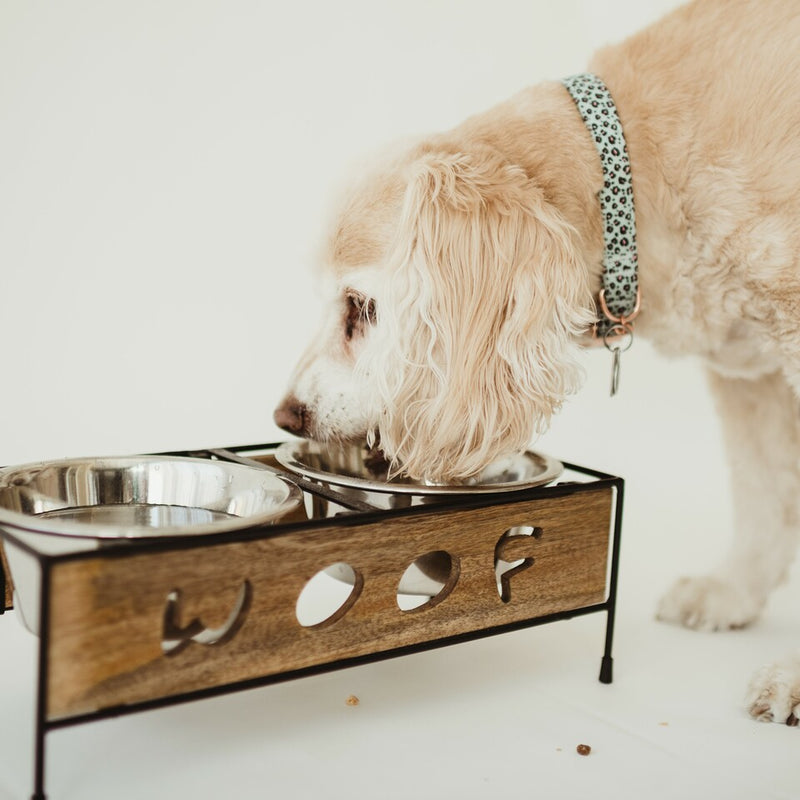 Loving Pets Wooden Diner Woof Cut Dog Bowls