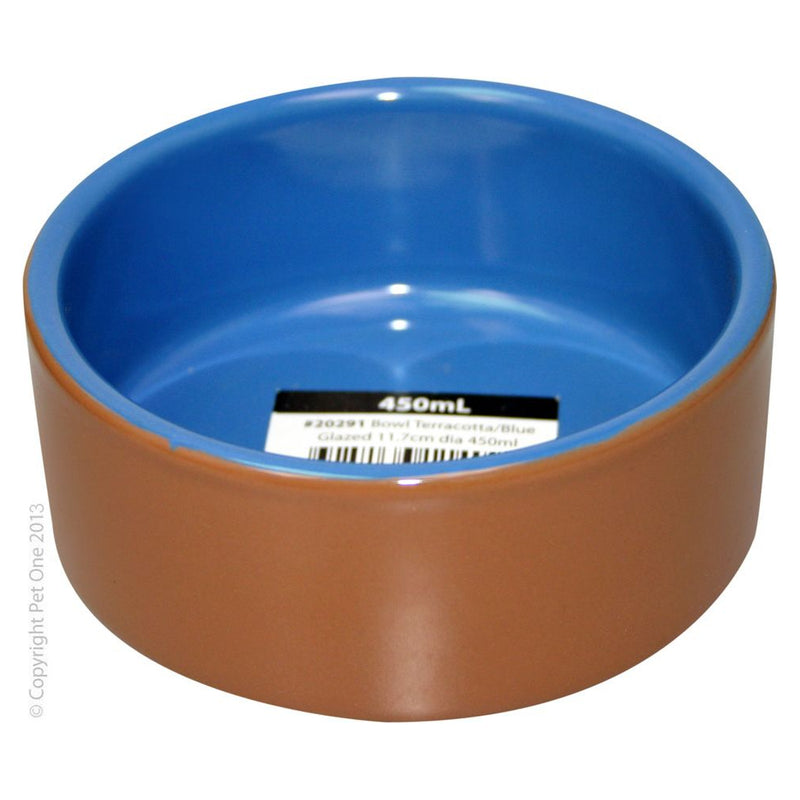 Pet One Terracotta Glazed Bowl Blue