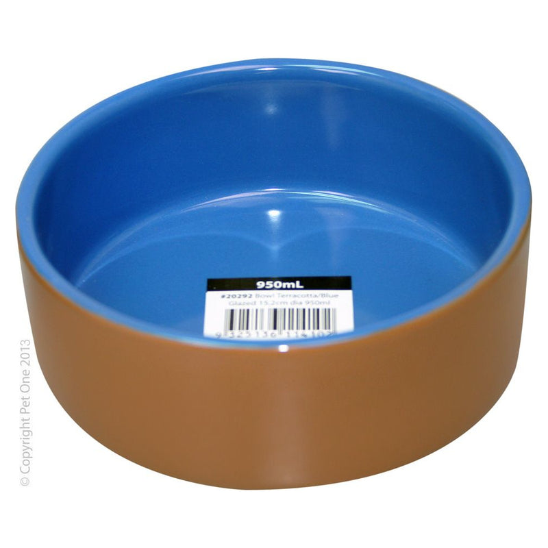 Pet One Terracotta Glazed Bowl Blue