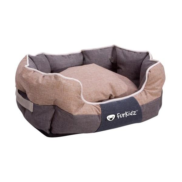 FurKidz Oval Beige/Brown Dog Bed