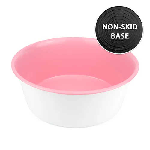 Bainbridge Stainless Steel Non Skid Dog Bowl Pink & White