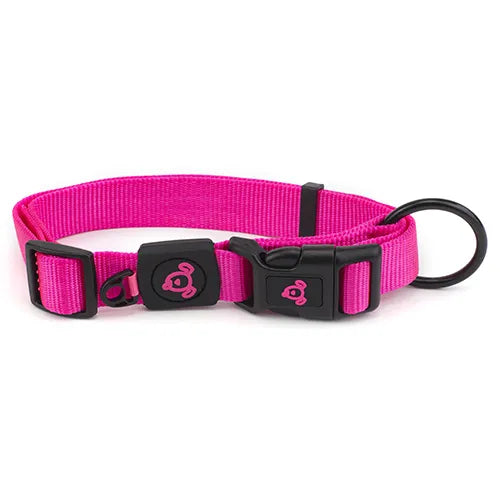 Bainbridge Nylon Dog Collar with Logo Pink