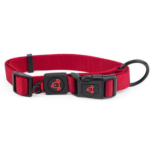Bainbridge Nylon Dog Collar with Logo Red