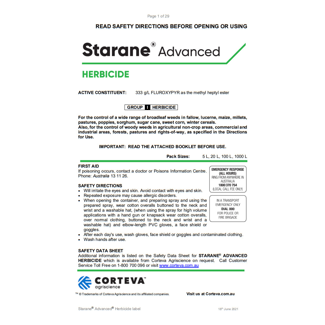 Corteva Starane Advanced Herbicide | Raymonds Warehouse