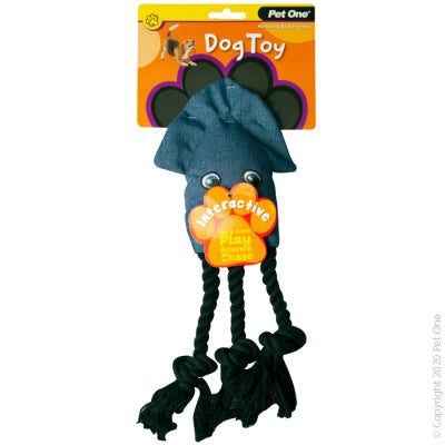 Pet One Interactive Blue Squid Dog Toy 31cm