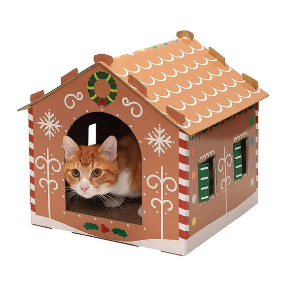 Kazoo Christmas Gingerbread House Scratcher Cat Toy