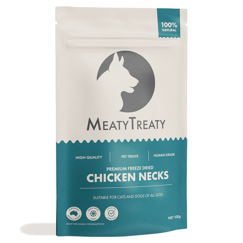 MeatyTreaty Freeze Dried Chicken Neck Dog Treats