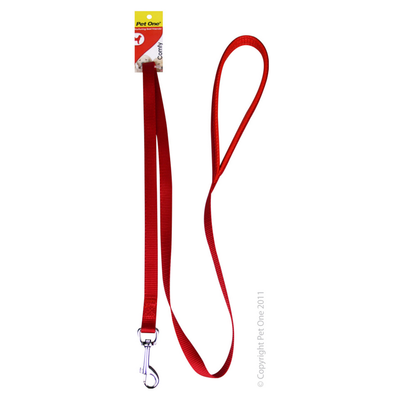 Pet One Comfy Padded Nylon Dog Lead Red