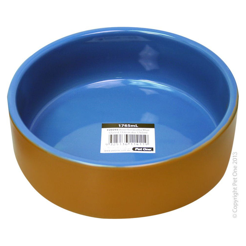 Pet One Terracotta Glazed Bowl Blue